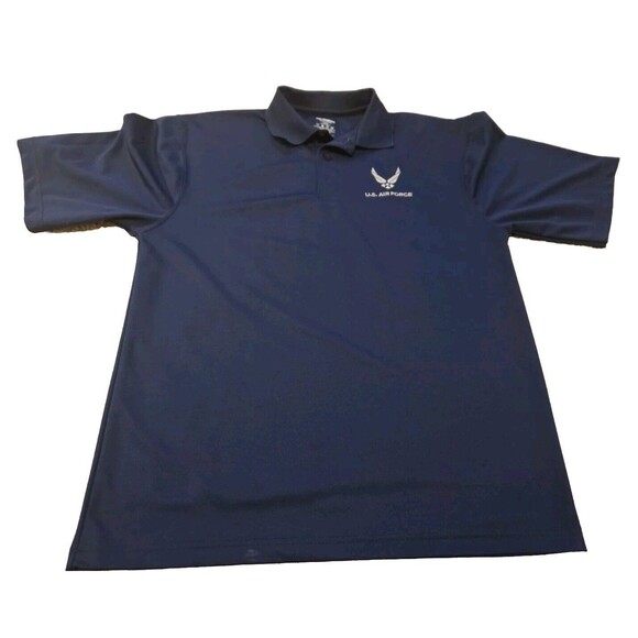 Dri-Duke U. S. Air Force Golf Polo Shirt Navy Blue Size L Pre-owned - Picture 1 of 8